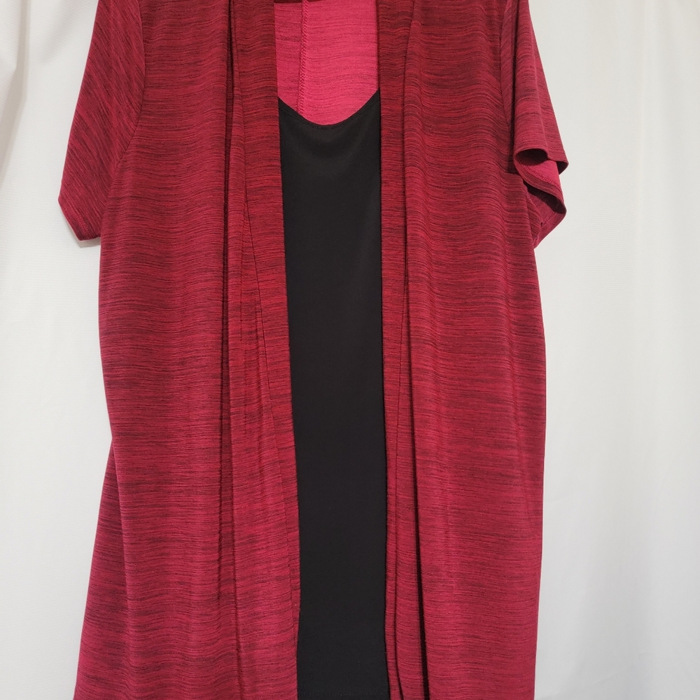 Susie in the city size 3X red and black layered women's blouse NWOT.